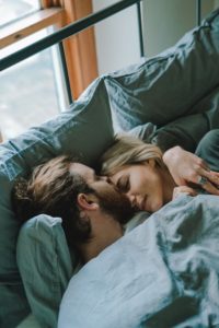 A couple cuddling