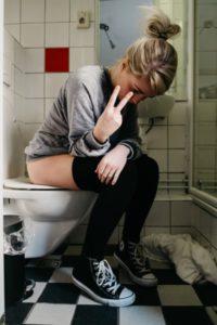 A woman using the loo